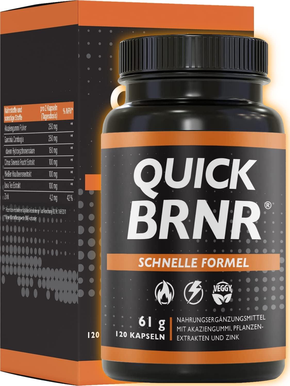 BRNR QUICK BRNR Schnelle Formel 6in1 mit Garcinia Cambogia, Stoffwechsel-Rezeptur mit Zink, 120 Kapseln - urmax